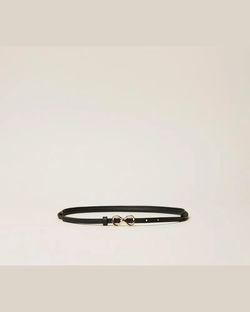 Twin-Set Accessoires - Ledergürtel mit Logoschnalle, Schwarz, Größe Schwarz