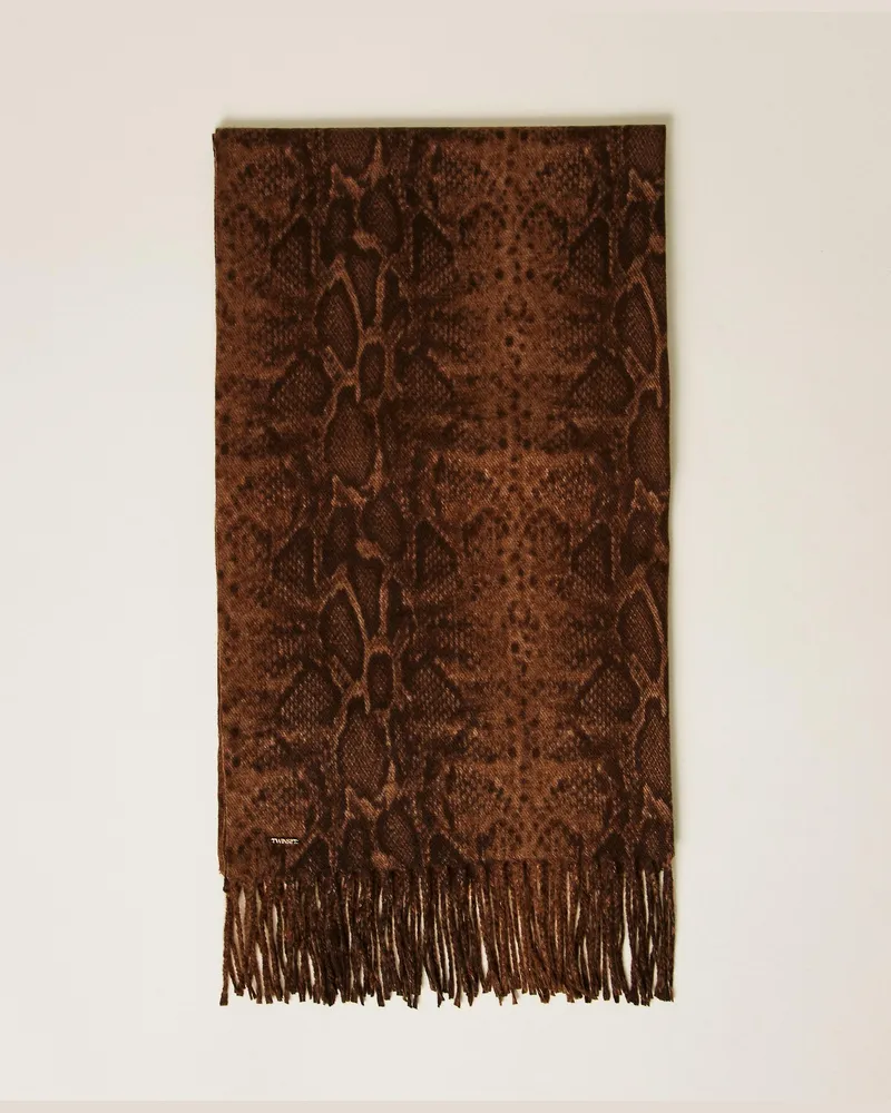 Twin-Set Stola mit Animalprint, Damen, Pythonprint Coffee Chocolate / Black Pythonprint