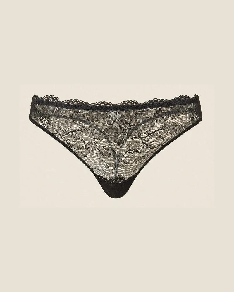 Twin-Set Stringtanga aus Spitze Schwarz