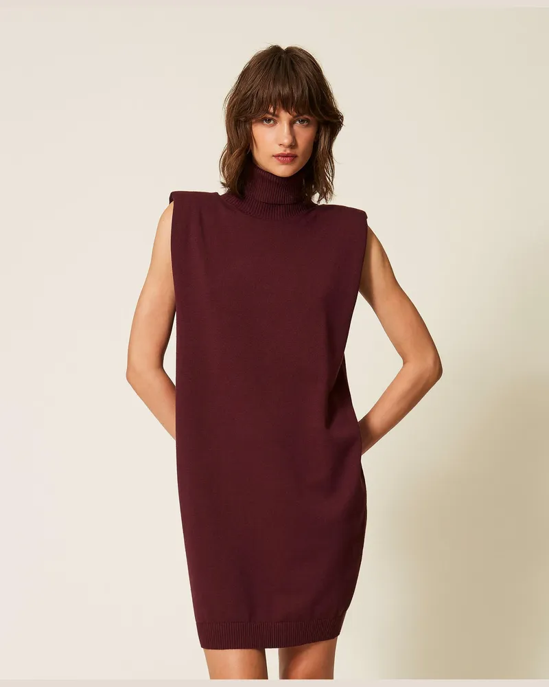 Twin-Set Kurzes ärmelloses Strickkleid Winetasting-violett