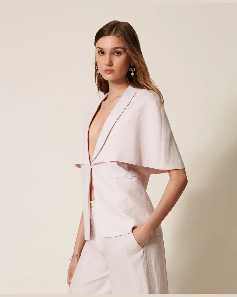 Twin-Set Capejacke aus Leinenmischung Sandrosa