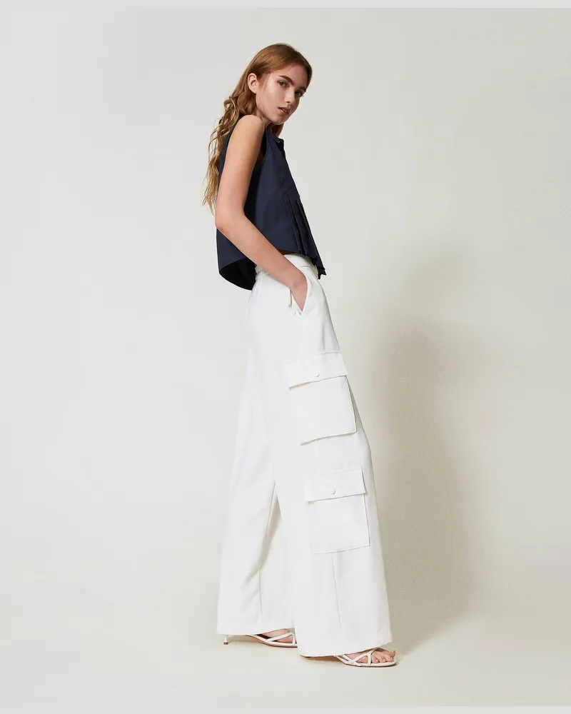 Actitude by Twinset Hemden - Cropped-Hemd mit Plissee, Deep Blue, Größe Deep