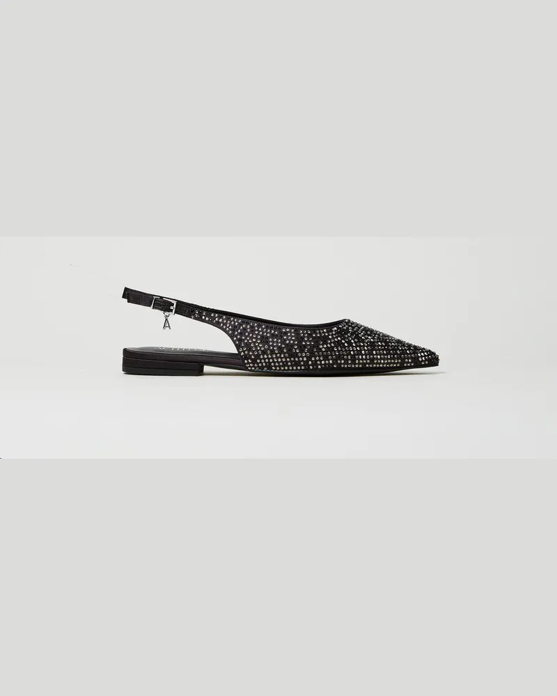 Actitude by Twinset Schuhe - Slingback-Ballerina mit Strass, Schwarz, Größe Schwarz