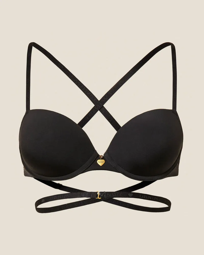 Twin-Set Unterwäsche - Push-up-BH aus Charmeuse, Schwarz, Größe Schwarz