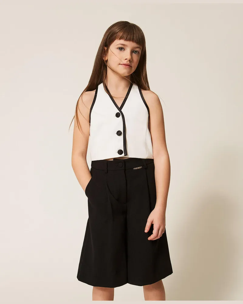 Twin-Set Jacken und Outerwear - Weste aus Crêpe, Mattweiß, Größe Mattweiß