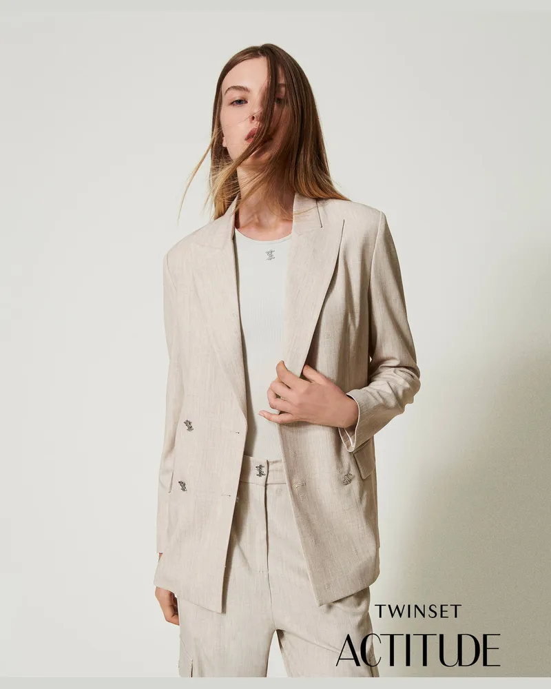 Twin-Set Jacken und Outerwear - MYFO Blazer mit Stickerei, Mattgold-Melange, Größe Mattgold-melange