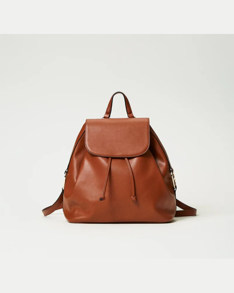 Twin-Set Taschen - Rucksack mit „Oval T"-Schnalle, Leder, Einheitsgröße 