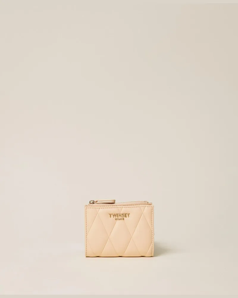 Twin-Set Accessoires - Geldbörse mit Steppmuster in Lederoptik, "Peach Pink"-Rosa, Einheitsgröße Peach