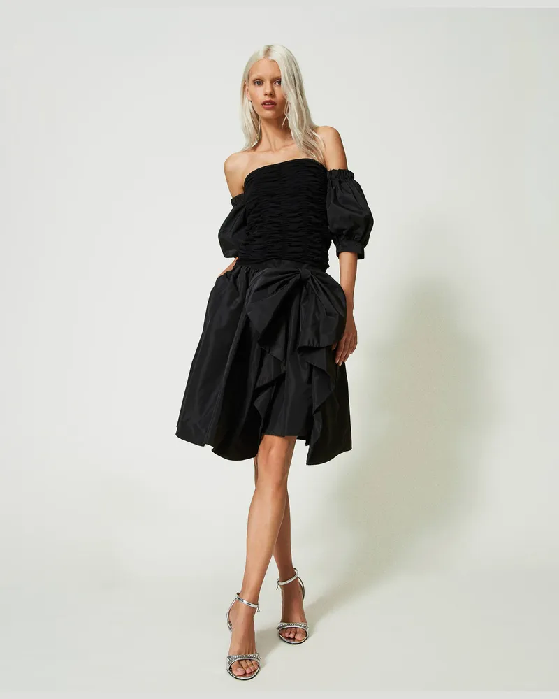 Actitude by Twinset Tops - Rafftop mit Ballonärmeln, Schwarz, Größe: M 