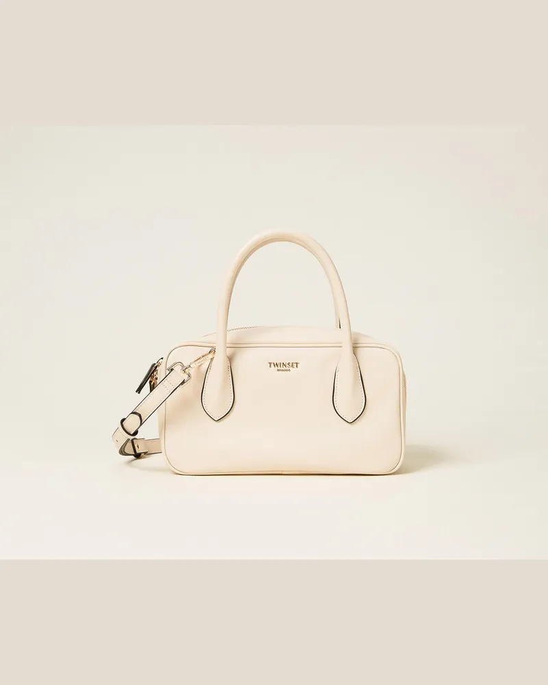 Twin-Set Taschen - Mittelgroße Bowling-Bag mit Logo, Light Natural, Einheitsgröße Light