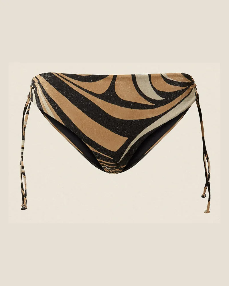 Twin-Set Bademode - Bikinislip mit Tunnelzug und Print, Multicolor-Zebra-Print Schwarz, Animal, Größe Multicolor-zebra-print