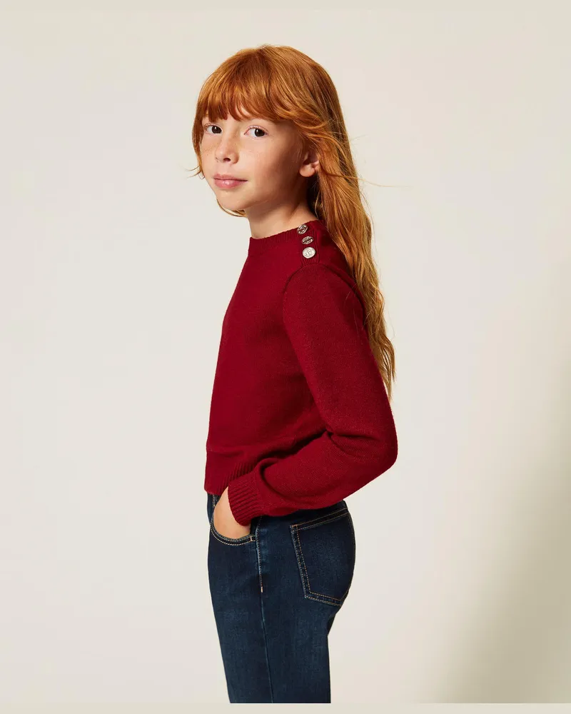 Twin-Set Gestreifter Pullover mit Knöpfen 