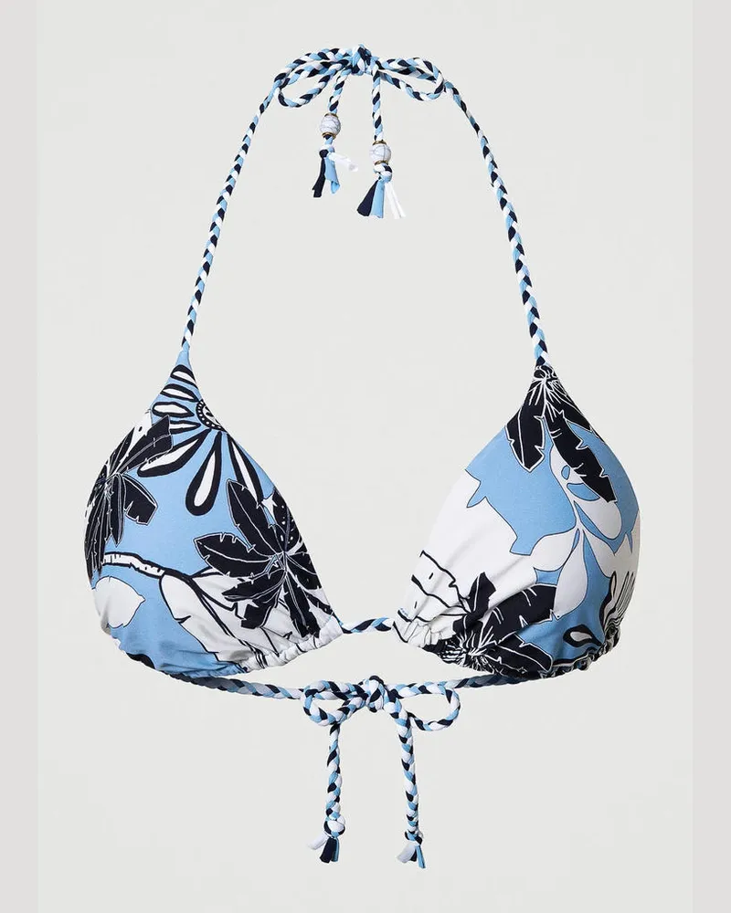Twin-Set Bademode - Beidseitig tragbares Triangel-Bikinitop mit Blumen, Print Exotic Kornblume, Größe: 1-B 