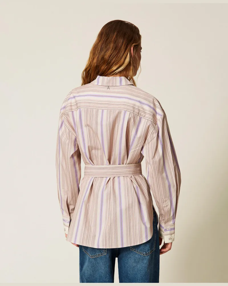 Actitude by Twinset Hemden - Gestreiftes Hemd aus recycelter Baumwolle, Print Micro Stripes, Größe Print