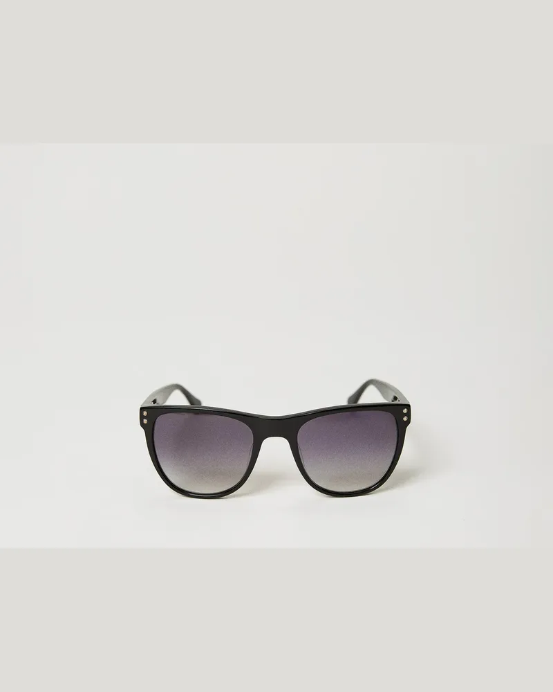 Twin-Set Accessoires - Quadratische Sonnenbrille, Schwarz, Einheitsgröße Schwarz