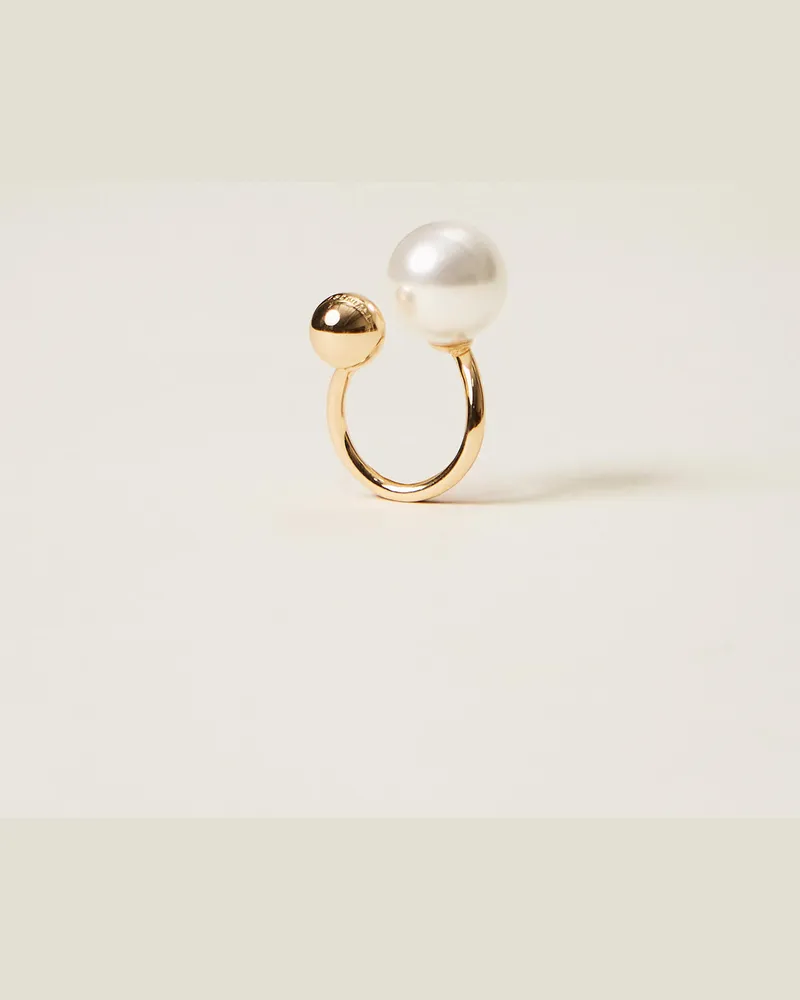 Twin-Set Accessoires - Ring mit Perle, New Gold, Einheitsgröße New