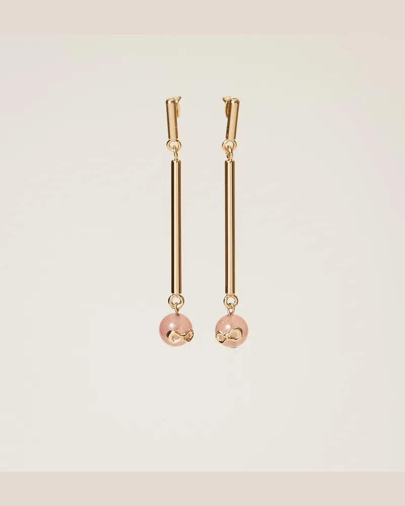 Twin-Set Accessoires - Ohrringe mit Steinchen und Logo, New Gold, Einheitsgröße New