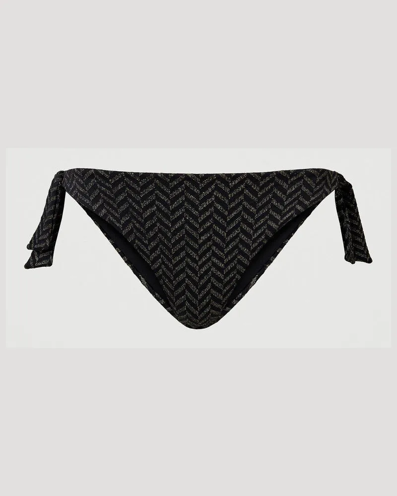 Twin-Set Bademode - Bikinitanga aus Fischgrat-Jacquard, Fischgrat-Jacquard Schwarz, Größe: V 