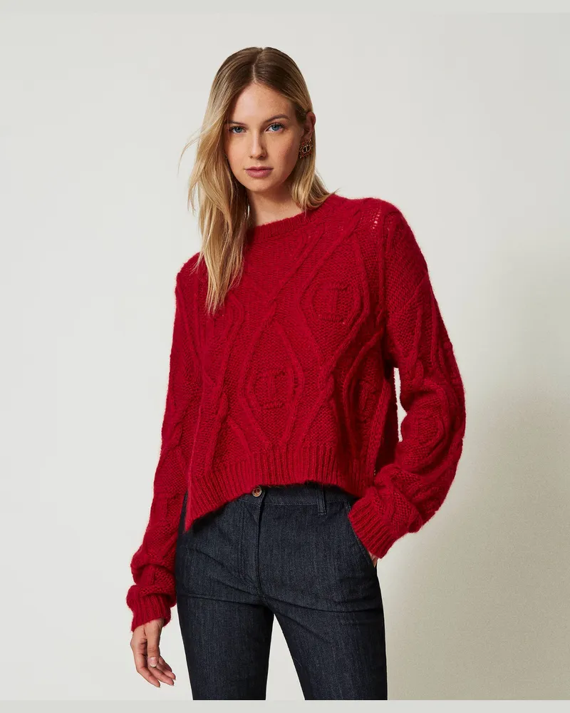 Twin-Set Pullover aus Mohairmischung, Venedigrot, Größe: XS/S 