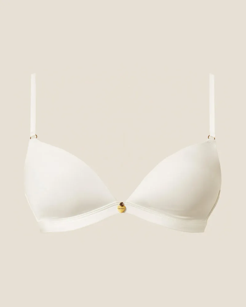 Twin-Set Unterwäsche - Triangel-BH aus Charmeuse, Mattweiß, Größe Mattweiß
