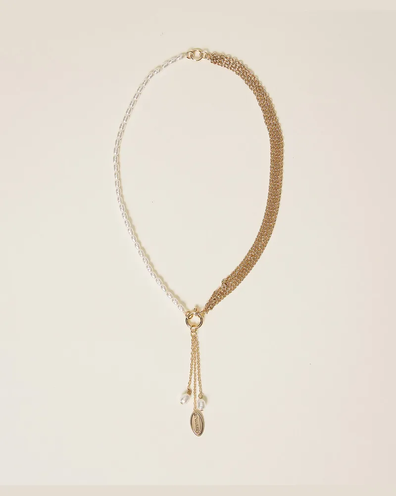 Twin-Set Accessoires - Halskette mit Anhängern und Perlen, Perlmutt, Einheitsgröße Perlmutt