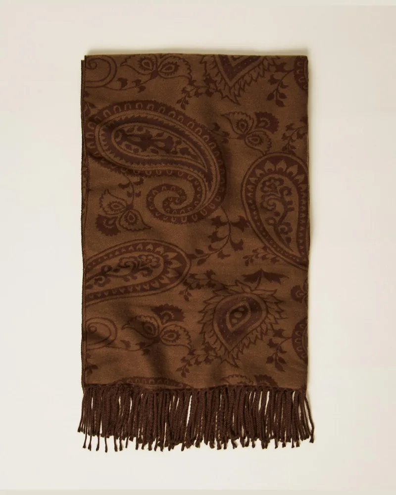 Twin-Set Accessoires - Jacquardstola im Paisley-Muster, Buchengrün, Einheitsgröße Buchengrün