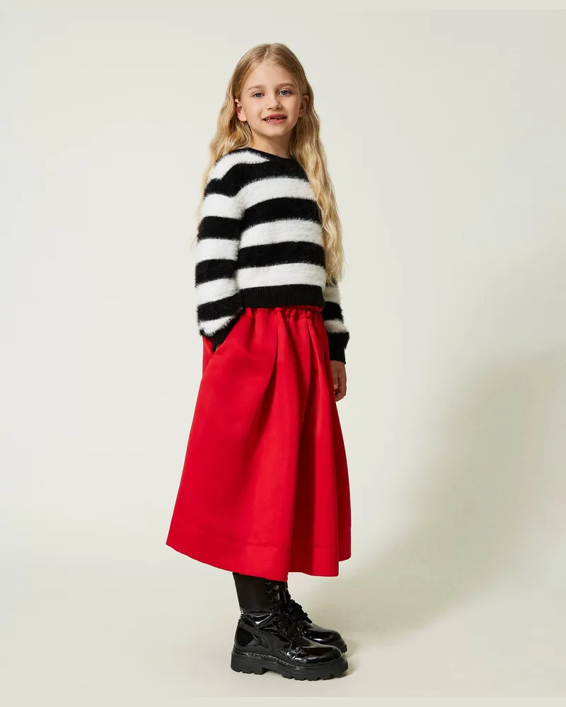 Twin-Set Röcke - Faltenrock aus Duchesse, Ultra Rot, Größe: 8A 