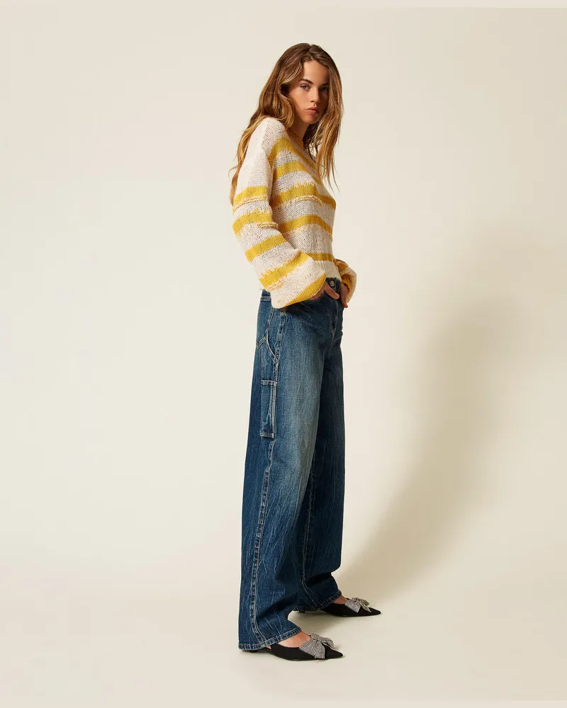 Actitude by Twinset Wide-Leg-Jeans mit fünf Taschen, Mittleres "Denimblau", Größe Mittleres