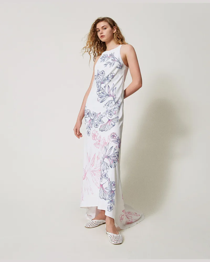 Actitude by Twinset Kleider - MYFO Maxikleid aus Crêpe de Chine, Special Flowers, Mit Blumen, Größe Special