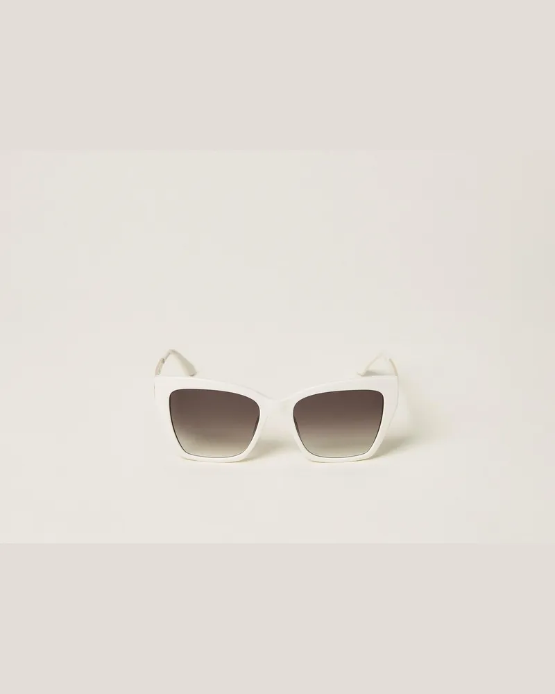 Twin-Set Schmetterlings-Sonnenbrille aus Acetat, Damen, Solid White Snow Solid