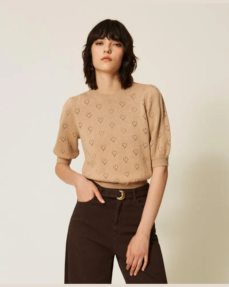 Twin-Set Pullover mit Herzdessin Helles