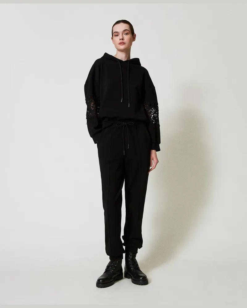 Twin-Set Hosen - Sweatjoggers, Schwarz, Baumwolle, Größe Schwarz