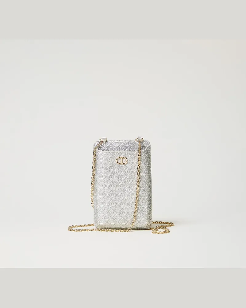 Twin-Set Accessoires - Smartphonetasche mit Tragekette und Oval Ts, Silber, Einheitsgröße Silber