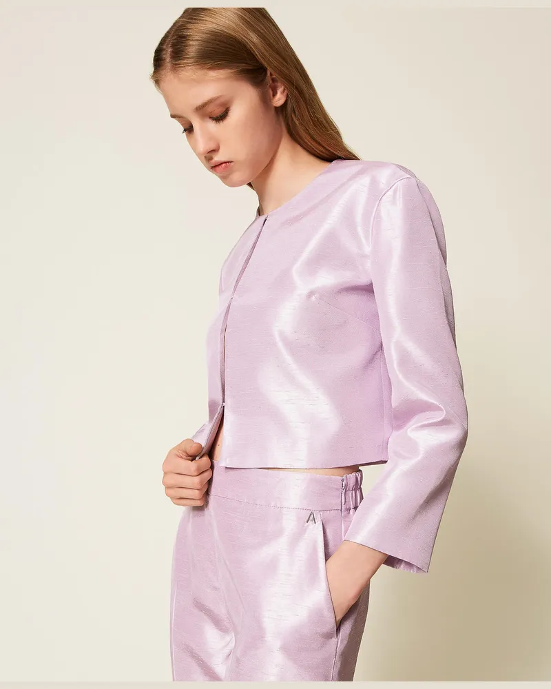Actitude by Twinset Jacken und Outerwear - Jacke aus Shantung, „Fair Orchid"-Violett, Satin, Größe „fair
