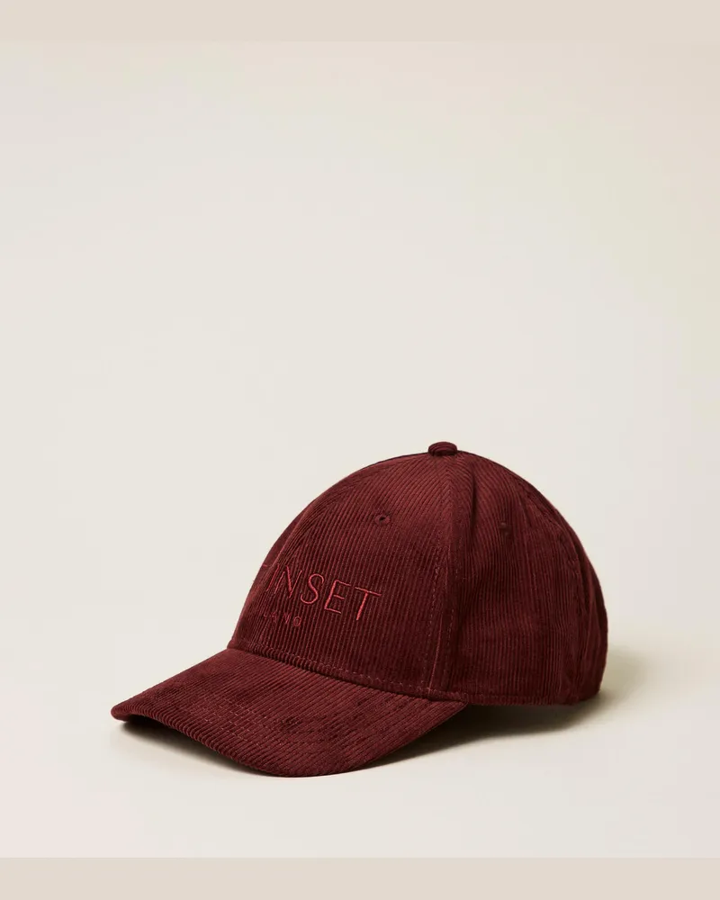 Twin-Set Baseballkappe aus Samt Burgundy