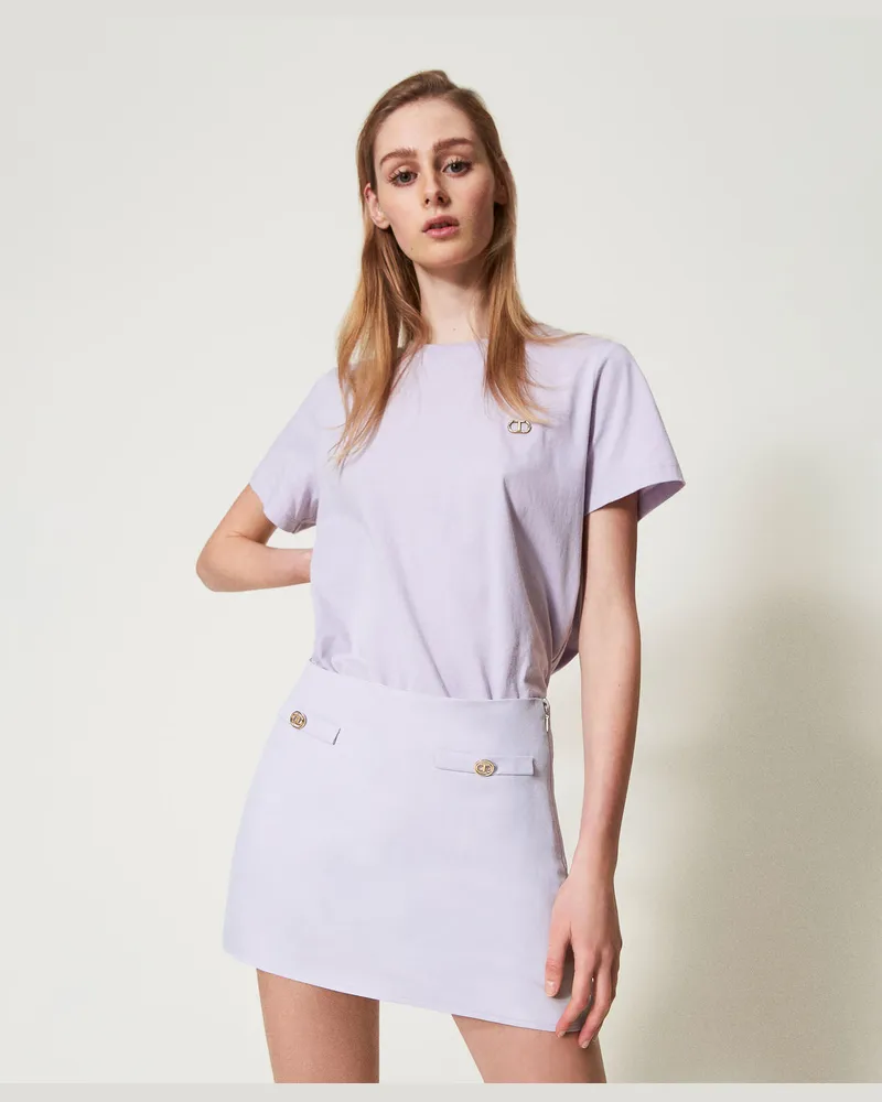 Twin-Set Röcke - Minirock aus Leinenmischung, Fliederblütenlila, Größe: 48 