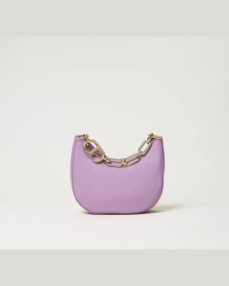 Twin-Set Taschen - „Mini Croissant"-Bag mit „Oval T"-Tragekette, Hyazinthenlila, Einheitsgröße 
