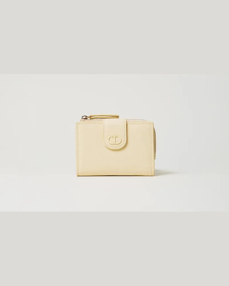Twin-Set Accessoires - Portemonnaie mit Reißverschluss und Oval T, Vanilla, Einheitsgröße Vanilla