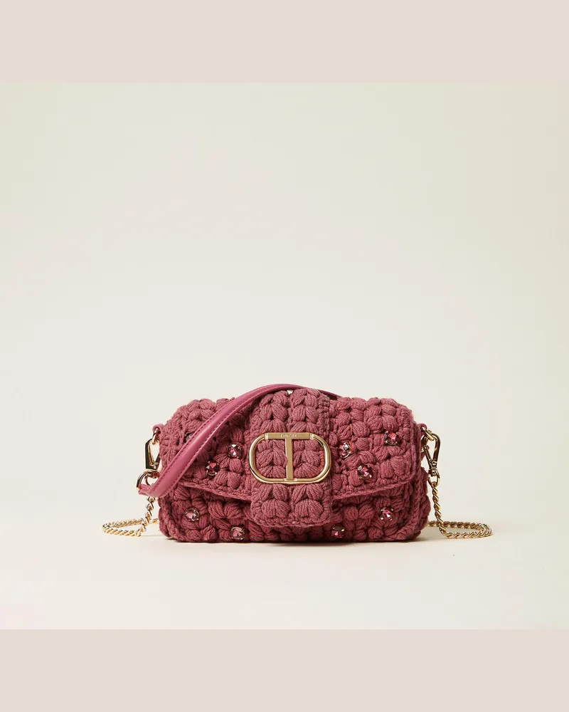 Twin-Set Taschen - Umhängetasche „Amie" in Häkelverarbeitung, Rose Mauve, Einheitsgröße Rose