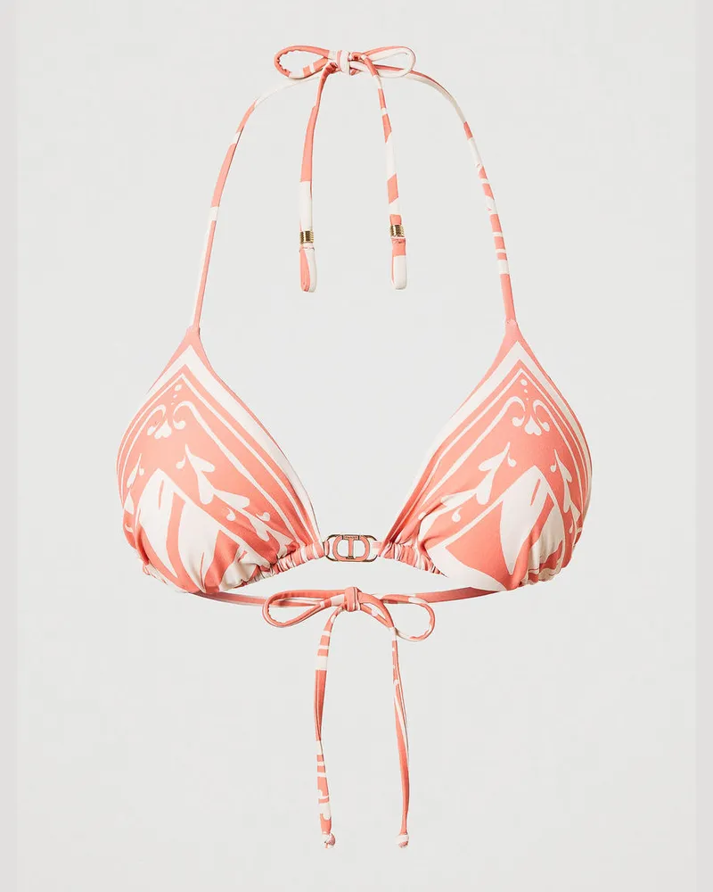Twin-Set Bademode - Triangel-Bikinitop mit Foulardprint, Foulard-Print Coral Sunset / Coral Sunset, Größe: 2-B 