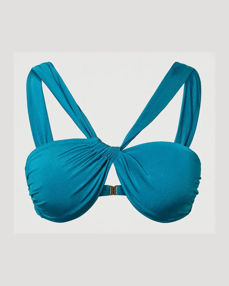 Twin-Set Bademode - Bandeau-Bikinitop mit Raffungen, Turquoise, Größe Turquoise