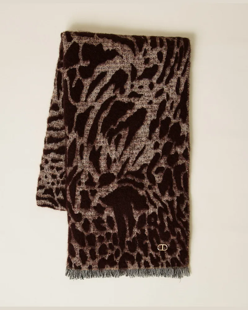 Twin-Set Accessoires - Jacquard-Stola im Animal-Design, Purple Eden, Einheitsgröße Purple