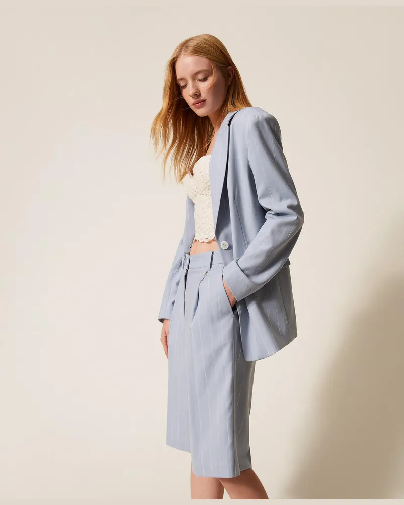 Actitude by Twinset Jacken und Outerwear - Nadelstreifenblazer, Skyline Pinstripe, Gestreift, Größe Skyline