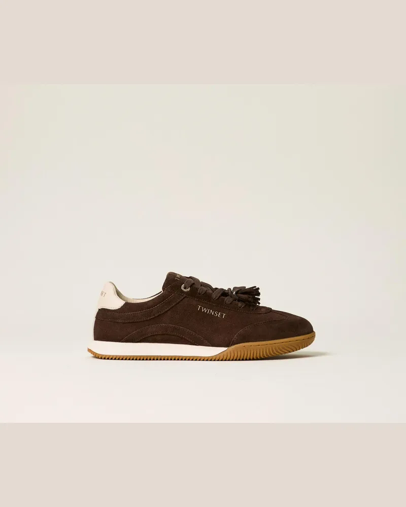Twin-Set Sneaker aus Veloursleder mit Quasten Darkness