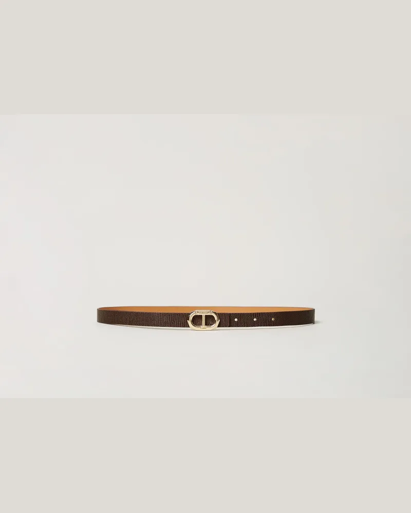 Twin-Set Accessoires - Schmaler Ledergürtel, Chocolate Lab, Größe Chocolate