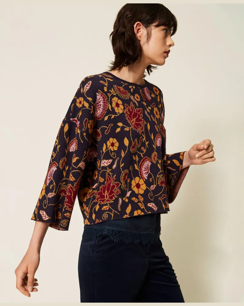 Actitude by Twinset Jacquardpullover mit Blumendessin Jacquard