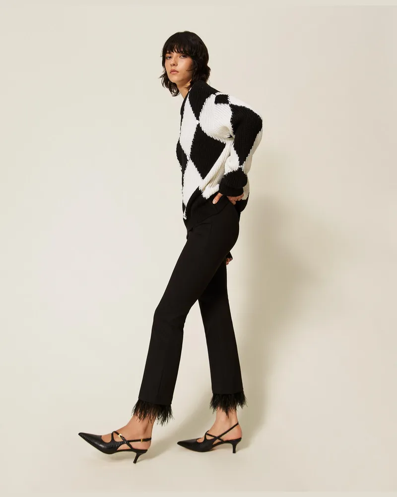 Actitude by Twinset Flared-Hose mit Federn Schwarz