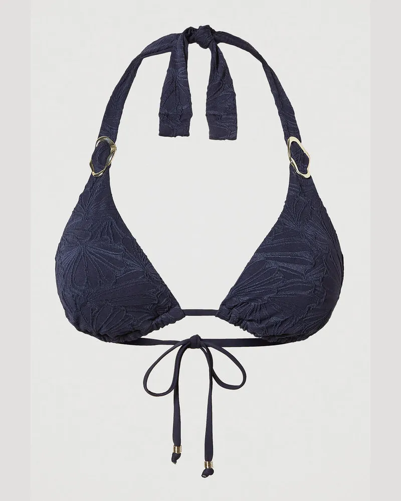 Twin-Set Bademode - Triangel-Bikinitop aus Jacquard mit Ringen, Klassisches Blau, Größe: 3-B 