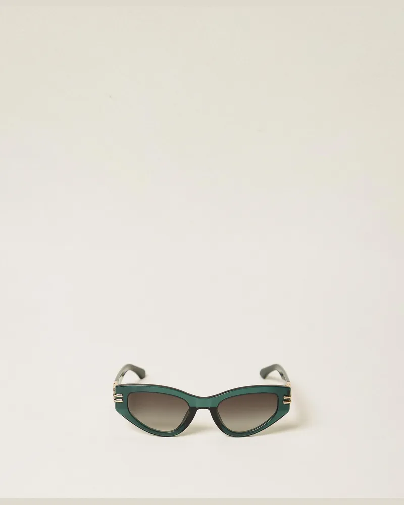 Twin-Set Sonnenbrille in Schmetterlingsform, Damen, Alpengrün Alpengrün