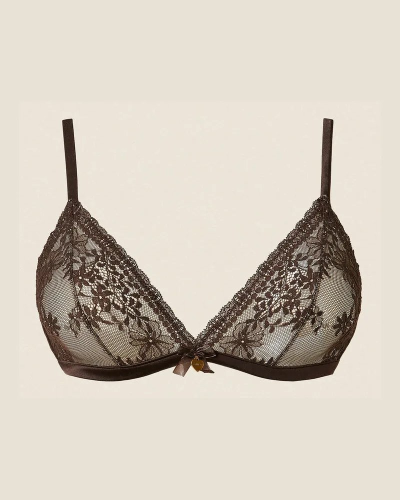 Twin-Set Unterwäsche und Nachtwäsche - Triangel-BH aus Spitze, Black Chocolate, Größe Black